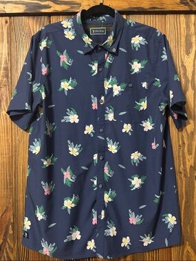 William Murray Golf Navy Floral Short-Sleeve Button-Up Shirt